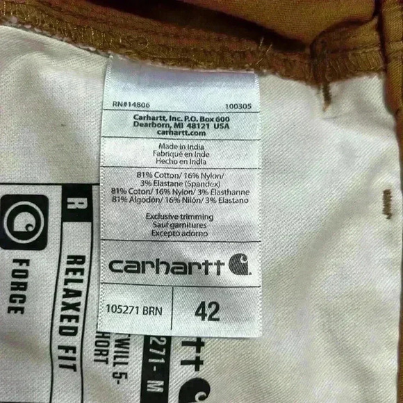 Carhartt Force Relaxed Fit‎ Twill 5 pocket work shorts. Size 42. 9 inch inseam. - Picture 8 of 9